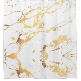 Rideaux De Douche Marbre blanc d'or AcryliquePeinture L'Art Abstrait