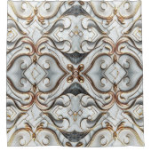 Rideaux De Douche Marbre Blanc Doré Rose Luxe Glamour (Devant)