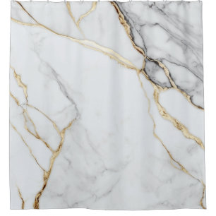 Rideaux De Douche Marbre Blanc Élégant Veines d'Or Kintsugi