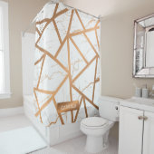 Rideaux De Douche Marbre blanc et doré (En situation)