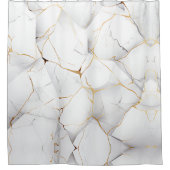 Rideaux De Douche Marbré blanc et or moderne (Devant)