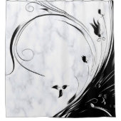 Rideaux De Douche Marbre blanc, Graphique en fibre noire (Devant)
