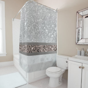 Rideaux De Douche Marbre blanc Rose Gold Parties scintillant Glam #1