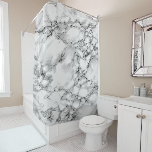 Rideaux De Douche Marbre blanc Stone branché - (En situation)