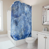 Rideaux De Douche Marbre bleu et texture or (En situation)