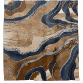 Rideaux De Douche Marbre bleu marine Agate Argent Parties scintillan (Devant)