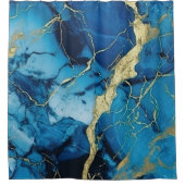 Rideaux De Douche Marbre bleu océan de luxe Kintsugi Agate Or (Devant)