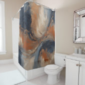 Rideaux De Douche Marbre bleu orange clair tourbillonnant (En situation)