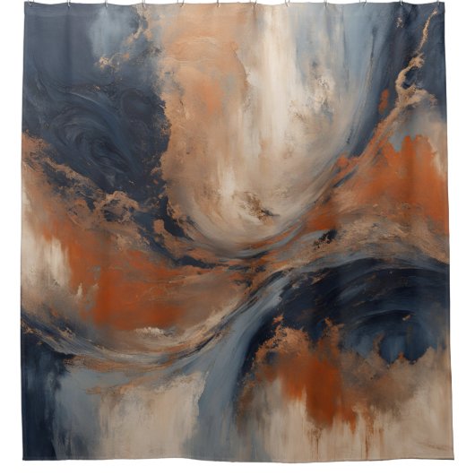 Rideaux De Douche Marbre bleu orange clair tourbillonnant (Devant)