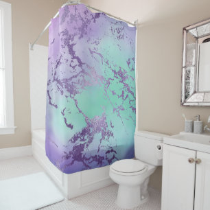 Rideaux De Douche Marbre chic Lavande violet et vert menthe