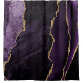 Rideaux De Douche Marbre d'agate de faux strass violet et or (Devant)
