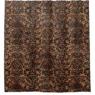 RIDEAUX DE DOUCHE MARBRE DAMASK2 NOIR ET BRUN (R) EN PIERRE