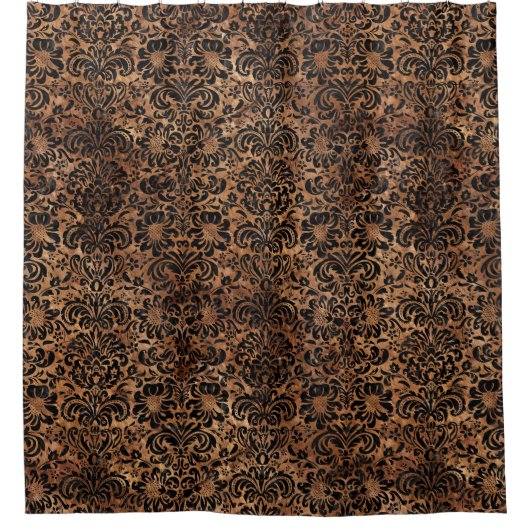 RIDEAUX DE DOUCHE MARBRE DAMASK2 NOIR ET BRUN (R) EN PIERRE (Devant)