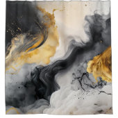 Rideaux De Douche Marbre d'aquarelle noir et or (Devant)