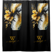 Rideaux De Douche marbre de fleurs d'or noir (Devant)
