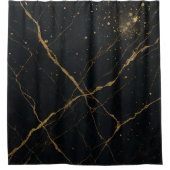 Rideaux De Douche Marbre de minuit doré noir et or (Devant)