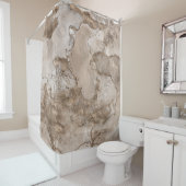 Rideaux De Douche Marbre de Taupe et or abstrait (En situation)