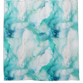 Rideaux De Douche Marbre d'encre Mint Aqua (Devant)