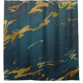 Rideaux De Douche Marbre doré Turquoise moderne (Devant)