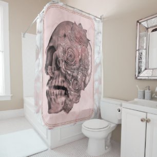 Rideaux De Douche Marbre Glam Rose Gold Rose Crâne