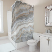 Rideaux De Douche Marbre gris bouclé : Veines dorées (En situation)