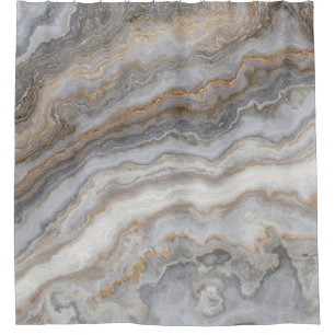 Rideaux De Douche Marbre gris bouclé : Veines dorées