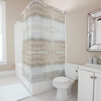 Rideaux De Douche marbre gris clair et blanc minimaliste, moderne et