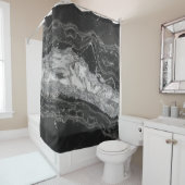 Rideaux De Douche Marbre gris et blanc et abstrait argenté (En situation)