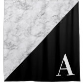 Rideaux De Douche Marbre Gris Triangle Noir Bloc de Couleur Monogram (Devant)
