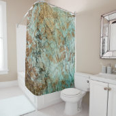 Rideaux De Douche Marbre Jade et Parties scintillant Gold (En situation)