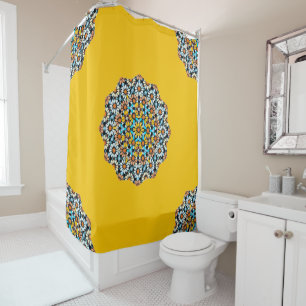 Rideaux De Douche Marbre jaune et turquise Mosaïque marocaine