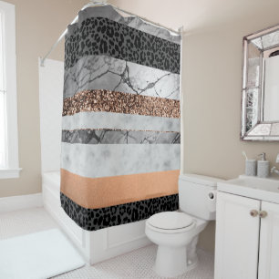 Rideaux De Douche Marbre léopard pailleté rayures Glam 3