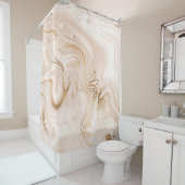 Rideaux De Douche Marbre liquide beige avec éclaboussure de parties  (En situation)