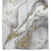 Rideaux De Douche Marbre liquide gris - perle et or (Devant)