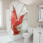Rideaux De Douche Marbre liquide rouge et or (En situation)
