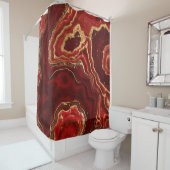 Rideaux De Douche Marbre liquide rouge et or Abstrait (En situation)