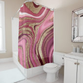 Rideaux De Douche Marbre liquide : Rouge or Abstrait. (En situation)