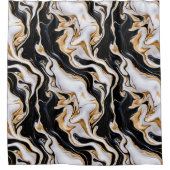 Rideaux De Douche Marbre noir, blanc et or (Devant)