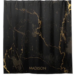 Rideaux De Douche Marbre noir d'or