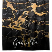 Rideaux De Douche Marbre noir et doré (Devant)