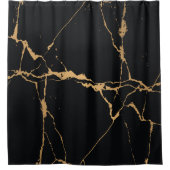 Rideaux De Douche Marbre noir et or (Devant)