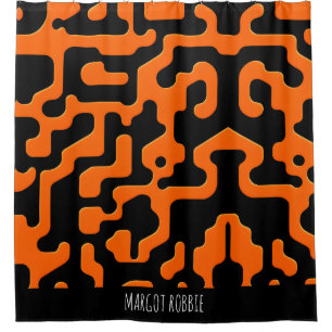Rideaux De Douche Marbre noir et orange Abstrait Motif géométrique
