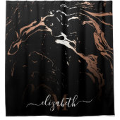 Rideaux De Douche Marbre noir rose or (Devant)