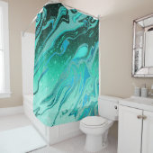Rideaux De Douche Marbre parties scintillant turquoise (En situation)