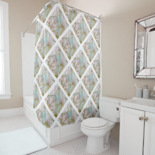 RIDEAUX DE DOUCHE MARBRE PASTEL ÉLÉGANT ABSTRAIT 2 DOUCHES CURTAIN