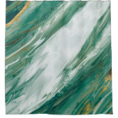 Rideaux De Douche Marbre peint accentué vert d'or vert de jade (Devant)