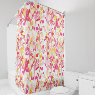 Rideaux De Douche Marbre rétro Abstrait Motif rose jaune rouge