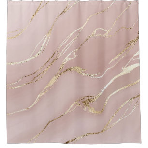 Rideaux De Douche Marbre rose aux veines dorées