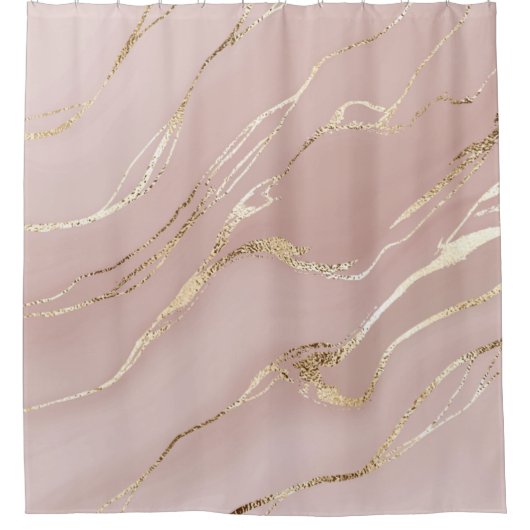 Rideaux De Douche Marbre rose aux veines dorées (Devant)