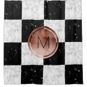 Rideaux De Douche Marbre rose de blanc de noir d'or de monogramme (Devant)